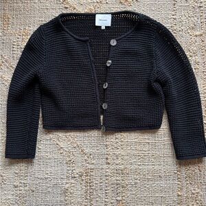 Reformation Croissant Cropped Cardigan in Black. Small